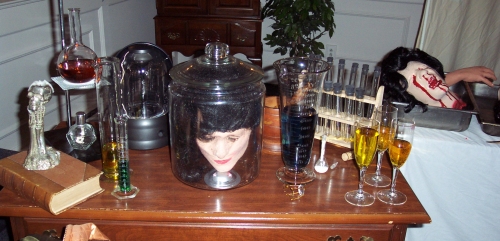 A woman's head kept alive in a portable lab